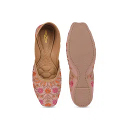 Shezone Women Peach-Coloured Embellished Ethnic Mojaris image 5