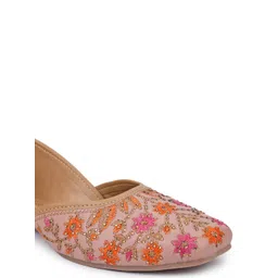Shezone Women Peach-Coloured Embellished Ethnic Mojaris image 4