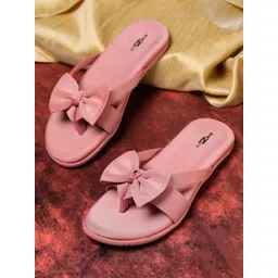 Shezone Women Peach-Coloured Open Toe Flats with Bows-picture-21