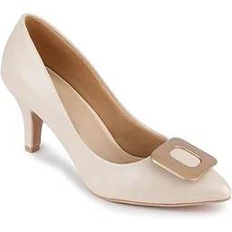 shezone Women's Off White Color Pumps (SBD7004_Cream_37)-picture-14