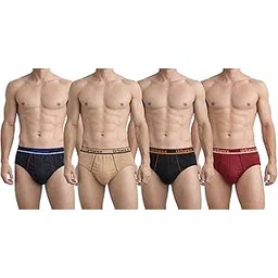 shiba Urbance Mens Solid Colored Cotton Stretch Cut Briefs/Innerwear|Soft Waistband|Pack of 4|80cms. to 100cms.|Colors May Vary-picture-49