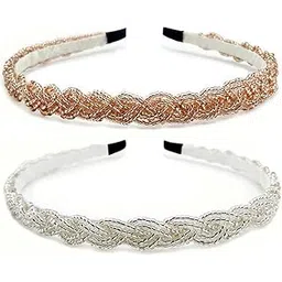 shidara Crystal Headbands, Pearl Hair Bands for Women Headband Girl Fashion Hair Band Jewelry Rhinestone Hoop Clip | MULTICOLOR | 2 Pieces-picture-23