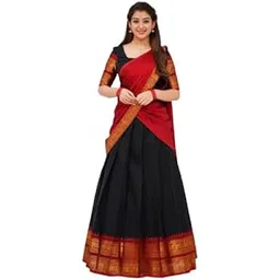 shijila Women's Traditional Kanjivaram Kanchipuram Silk Zari Work Unstitched Lehenga with Banarasi Silk Dupatta and Blouse Piece for Wedding,Festive-picture-11