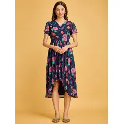 SHILL INTERNATIONAL Floral Printed Georgette Fit & Flare Midi Dress-picture-23