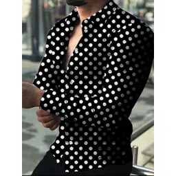 shimak Men Regular Fit Polka Print Spread Collar Casual Shirt-picture-19