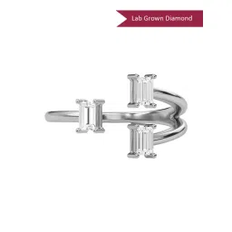 SHINE ETERNAL Lab Grown Diamond 14k (585) White Gold Three Stone Open Ring for Women-picture-21