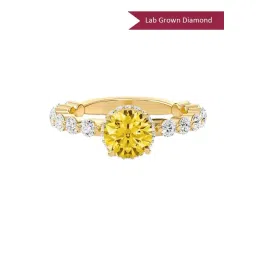 SHINE ETERNAL Lab Grown Diamond 18k (750) Yellow Gold Citrine Prong Set Side Stone Ring for Women-picture-11