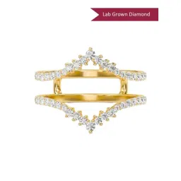 SHINE ETERNAL Lab Grown Diamond 18k (750) Yellow Gold Crescent Stackable Jacket Ring for Women-picture-16