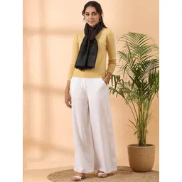 SHINGORA Women Black & Grey Floral Woven Design Woollen Shawl-picture-20