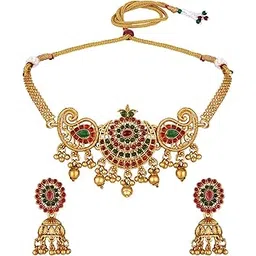shining diva fashion Latest Stylish Design Fancy Choker Traditional Necklace Jewellery Set for Women image 1