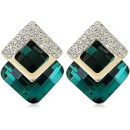 shining diva fashion 18k Gold Plated Austrian Crystal Earrings for Women & Girls | Luxury Rhinestone Square Italian Designer Earrings | Latest Stylish Fancy Zircon Party Earring-picture-10