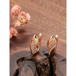 Shining Diva Fashion 18k Rose Gold-Plated White Zircon Studded Studs-picture-21
