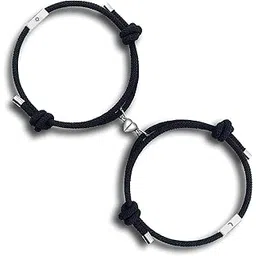 shining diva fashion 2pcs Couple Bracelets for Women Men Boys Girls, Magnetic Bracelets for Couples, Matching Heart Bracelets, Valentine Gift for Girlfriend Boyfriend Best Friend (Black) (15468b)-picture-36