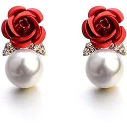 shining diva fashion AAA Quality Latest Floral Gold Plated Pearl Earrings For Women & Girls-picture-18