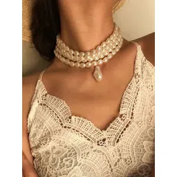 Shining Diva Fashion Gold-Plated Artificial Beaded Choker Statement Necklace-picture-39