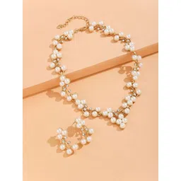 Shining Diva Fashion Gold-Plated Artificial Stones Studded & Pearls Beaded Jewellery Set image 1