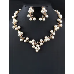 Shining Diva Fashion Gold-Plated Artificial Stones Studded & Pearls Beaded Jewellery Set image 2