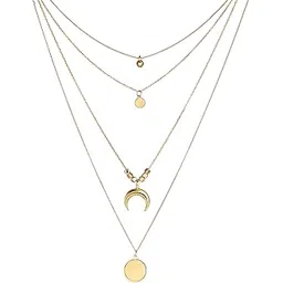 shining diva fashion Latest Multilayer Non Precious Base Metal Cubic Zirconia Golden Western Neckpiece Neck Chain Necklace for Women (12152np)-picture-15