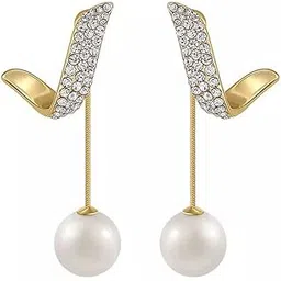 shining diva fashion Latest Stylish Gold Plated Pearl Drop Earrings for Women and Girls (14729er)-picture-34