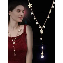 Shining Diva Fashion Rose Gold & White Rose Gold-Plated Antique Necklace-picture-29