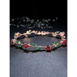 Shining Diva Fashion Rose Gold-Plated Crystals Studded Charm Bracelet-picture-18