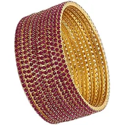 shining diva fashion Set of 12 Latest Traditional Design Gold Plated Stone Bangle for Women-picture-38
