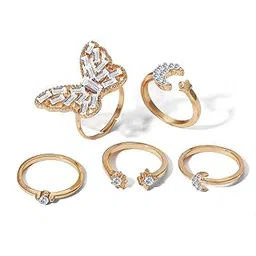 shining diva fashion Set of 5 Latest Stylish Crystal Butterfly Rings for Women and Girls (16659r)-picture-55