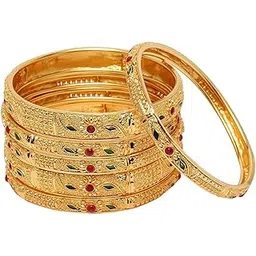 shining diva fashion Set of 6 Latest Traditional Stylish Gold Plated Bangles for Women-picture-47
