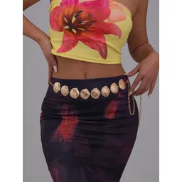 Shining Diva Fashion Women Metal Textured Belly Chain-picture-17