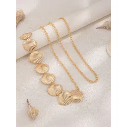 Shining Diva Fashion Women Metal Textured Belly Chain image 4