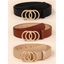 Shining Diva Fashion Women Pack of 3 Leather Belt-picture-36