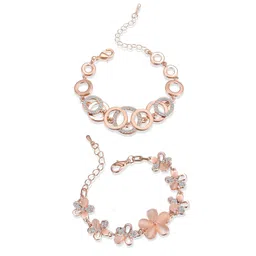 Shining Diva Fashion Women Set of 2 18k Rose Gold Plated Crystal Bracelets-picture-32