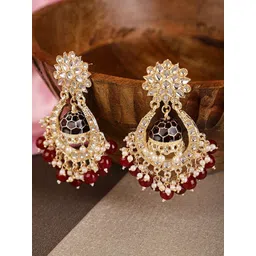 Shining Diva Maroon & Gold-Toned Classic Chandbalis Earrings-picture-19