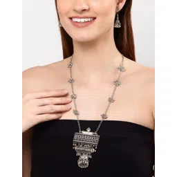 Shining Diva Oxidised Silver-Plated Afghani Chain Jewellery Set-picture-26
