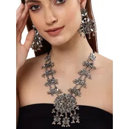 Shining Diva Oxidised Silver-Plated Jewellery Set-picture-36