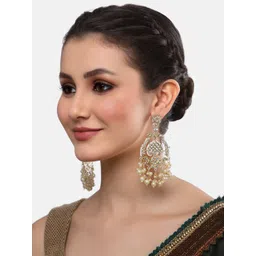 Shining Diva Women Gold-Plated Classic Drop Earrings image 2