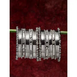 Shining Diva Women Set of 40 Silver-Plated Bangles-picture-39
