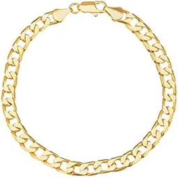 shining jewel - by shivansh 14K Gold Plated Imported Quality Cuban Style Link Bracelet for Men & Women (SJ_3058, 8 inches)-picture-21