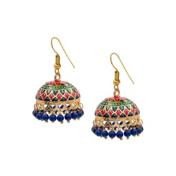 Shining Jewel - By Shivansh Gold Plated Beaded Dome Shaped Jhumkas-picture-10
