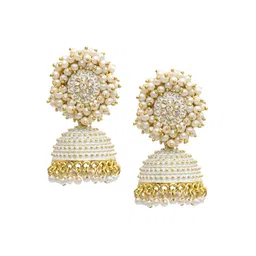 Shining Jewel - By Shivansh Gold-Plated Contemporary Jhumkas Earrings-picture-33