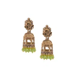 Shining Jewel - By Shivansh Gold Plated Cubic Zirconia Contemporary Jhumkas-picture-13