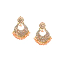 Shining Jewel - By Shivansh Gold-Plated Cubic Zirconia Studded Contemporary Chandbalis-picture-34