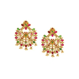Shining Jewel - By Shivansh Gold-Plated Cubic Zirconia Studded Contemporary Drop Earrings-picture-32