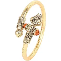 shining jewel - by shivansh Gold Plated Trishul Damru Shiva design kada Bracelet For Men (SJ_3317)-picture-52