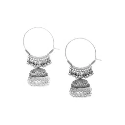 Shining Jewel - By Shivansh Oxidised Silver Plated Dome Shaped Jhumkas-picture-27