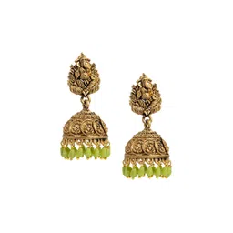 Shining Jewel - By Shivansh Silver-Plated Dome Shaped Jhumkas-picture-18