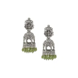 Shining Jewel - By Shivansh Silver-Plated Silver Oxidised Jhumkas Earrings-picture-33