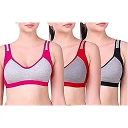 SHINOWHITE F-3 Women Cotton Non Padded Daily Workout Sports Gym Bra HOT Bra Soft Bra Combo Multicolor (Pack of 3)-picture-20