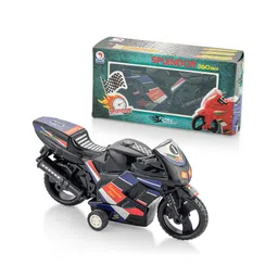 Shinsei Pull Back Action Splendor 360 Toy Bike - Black image 1