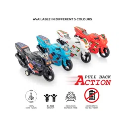 Shinsei Pull Back Action Splendor 360 Toy Bike - Black image 5